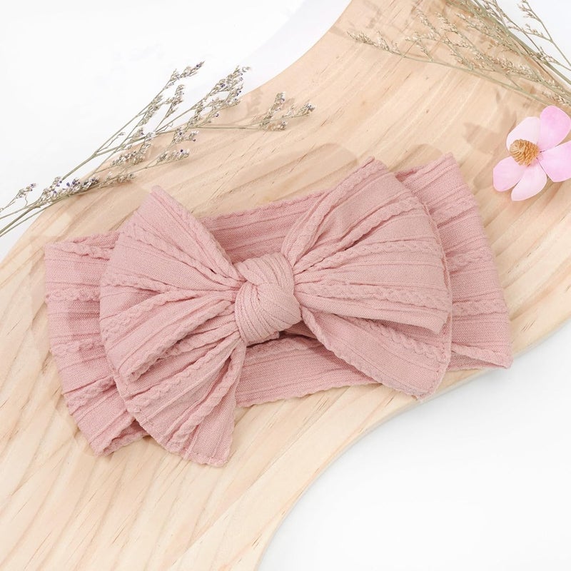 CÉLLOT 6 قطع أربطة رأس للأطفال من النايلون مع bows لفتاة صغيرة ملحقات شعر للأطفال حديثي الولادة والرضع (سلسلة الوردي الكلاسيكي) - Image 5